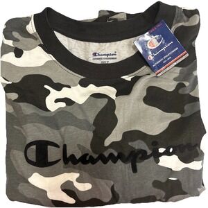 Champion Mens All Over Print Logo T Shirt Sz 5X Gray White Camouflage NWT